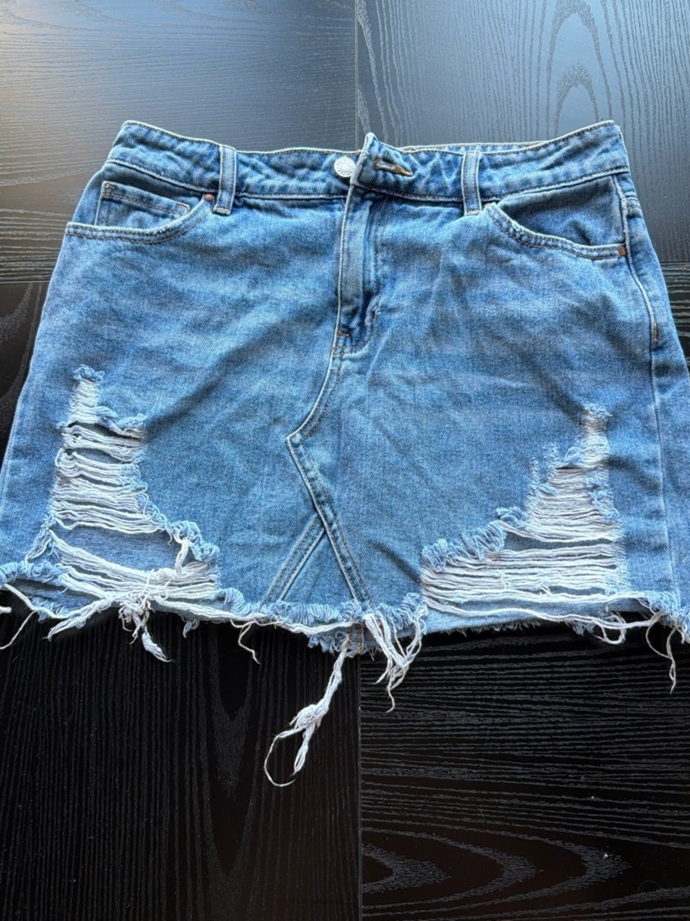 PacSun Light Blue Distressed Denim Mini Skirt
